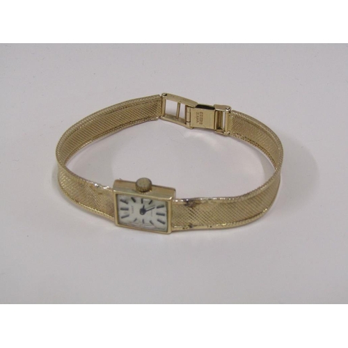 1522 - LADIES 9ct GOLD TISSOT STYLIST WATCH WITH 9ct GOLD STRAP, TOTAL WEIGHT 20.6g