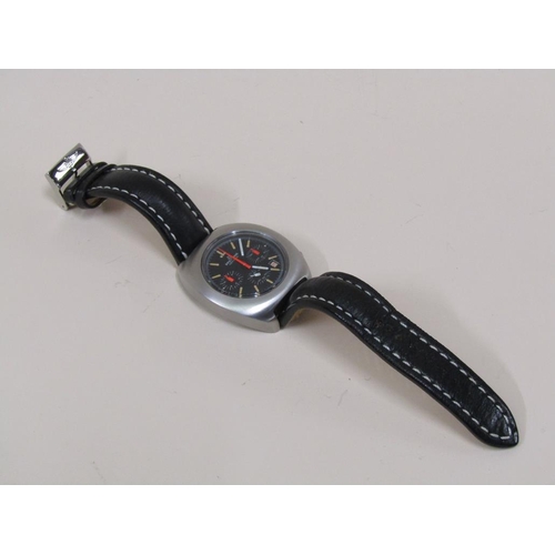 1531 - 1970'S BRIETLING GENEVE LONG PLANE CHRONOGRAPH WITH BLACK DIAL AND ORANGE HANDS, STAMPED 7103 TO CAS... 