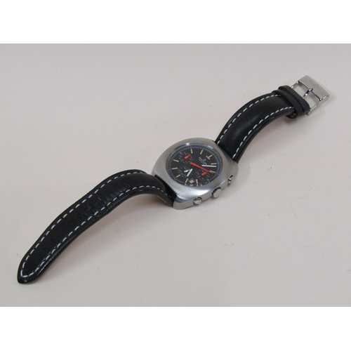 1531 - 1970'S BRIETLING GENEVE LONG PLANE CHRONOGRAPH WITH BLACK DIAL AND ORANGE HANDS, STAMPED 7103 TO CAS... 