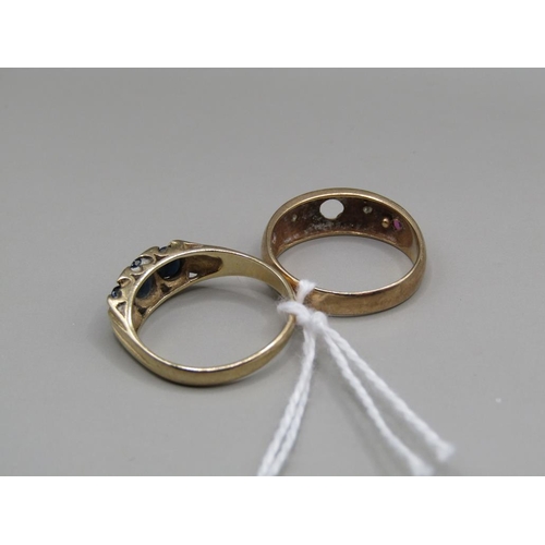 1606 - TWO 9ct GOLD STONE SET RINGS (CENTRAL STONE MISSING TO ONE RING) 5.6g