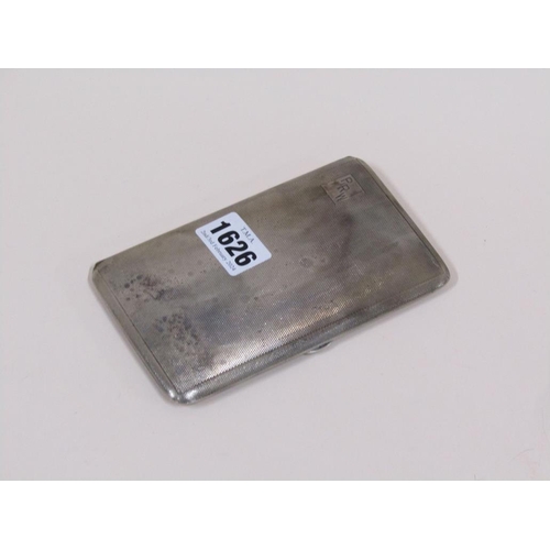 1626 - JAMES DIXON AND SONS SILVER ENGINE TURNED CIGARETTE CASE WITH AN ENGRAVED CARTOUCHE , MAKERS MARKS J... 