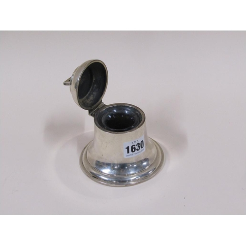 1630 - SILVER INKWELL IN THE FORM OF A BELL WITH GLASS LINER, WEIGHTED BASE MAKERS MARK FOR A & J ZIMMERMAN... 