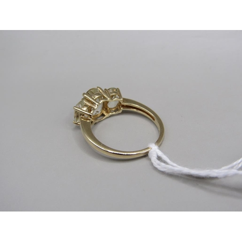 1639 - GOLD CITRINE 3 STONE RING SIZE P 1/2