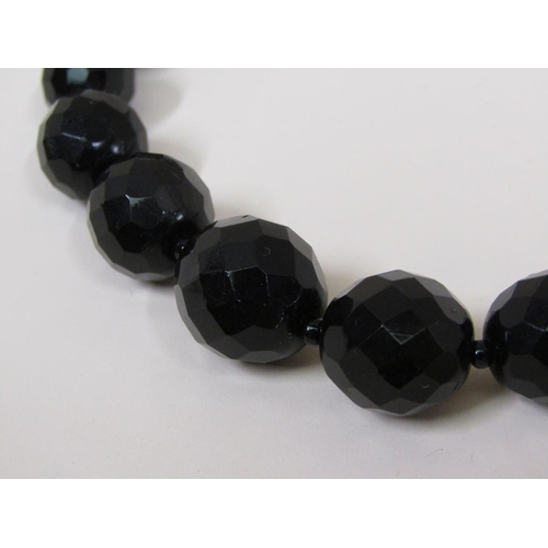 1671 - VINTAGE BLACK GLASS BEAD BARREL CLASP NECKLACES