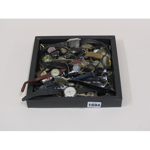 1694 - BOX OF MIXED LADIES AND GENTS WATCHES