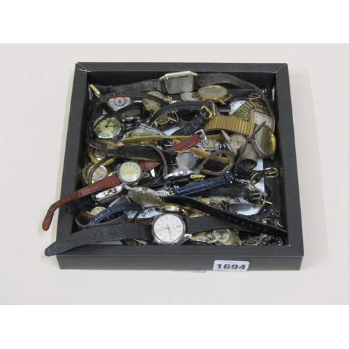 1694 - BOX OF MIXED LADIES AND GENTS WATCHES