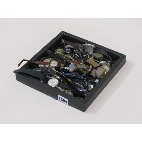 1694 - BOX OF MIXED LADIES AND GENTS WATCHES