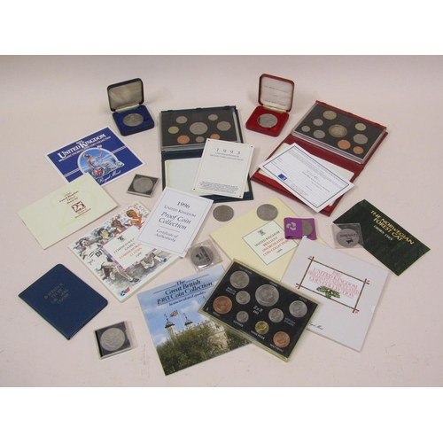 1708 - BOX OF MIXED COMMEMORATIVE AND OTHER COINS TO INC. COMMONWEALTH GAMES AND NORWEGIAN FOREST CAP CROWN