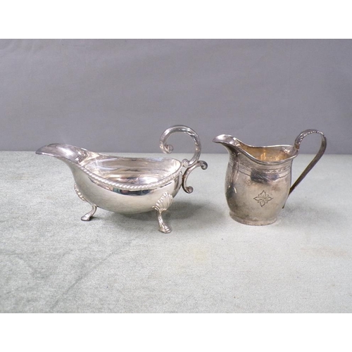 1722 - 20c SAUCEBOAT AND VICTORIAN SILVER CREAM JUG 6.2ozt