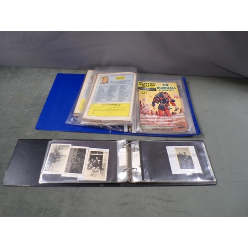 1761 - ALBUM OF MILITARY PHOTOGRAPHS AND A FOLDER OF CLASSICS ILLUSTRATED MAGAZINES