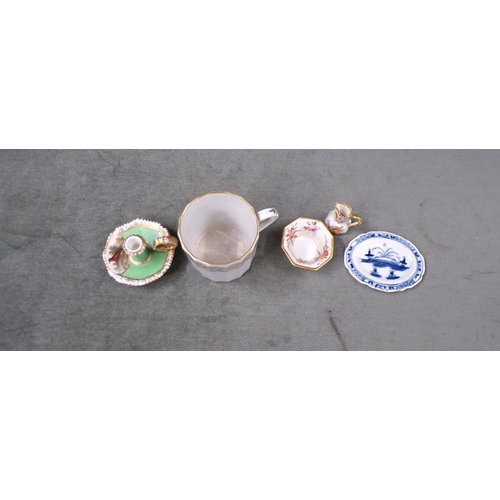 1803 - COLLECTION OF PORCELAIN TO INCL 19C SPODE CHAMBERSTICK, 5CM H