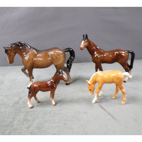 1823 - COLLECTION OF CERAMIC HORSES TO INCL BESWICK - LARGEST 15.5CM H