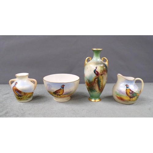 1838 - COLLECTION ROYAL WORCESTER PORCELAIN VASE, 13CM H, JUGS, SUGAR BOWL