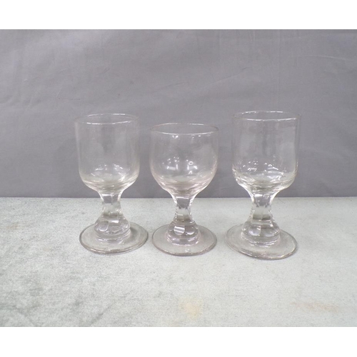 1840 - THREE 19C WINE GLASSES - LARGEST 13.5CMH