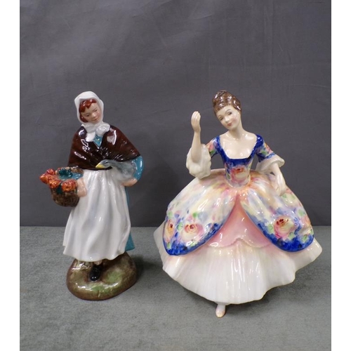 1842 - TWO ROYAL DOULTON FIGURES TO INCL COUNTRY LASS, 19CM H