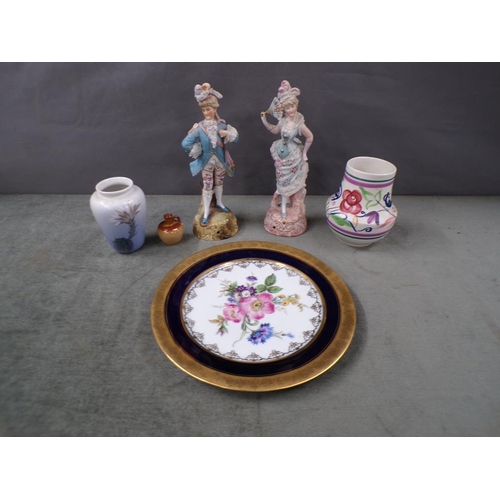 1862 - COLLECTION OF PORCELAIN AND CHINA TO INCL A PAIR OF CONTINENTAL FIGURES, 24CM H