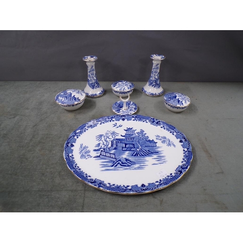 1865 - BURLEIGH WARE B&W DRESSING TABLE SET - TRAY 29CM W