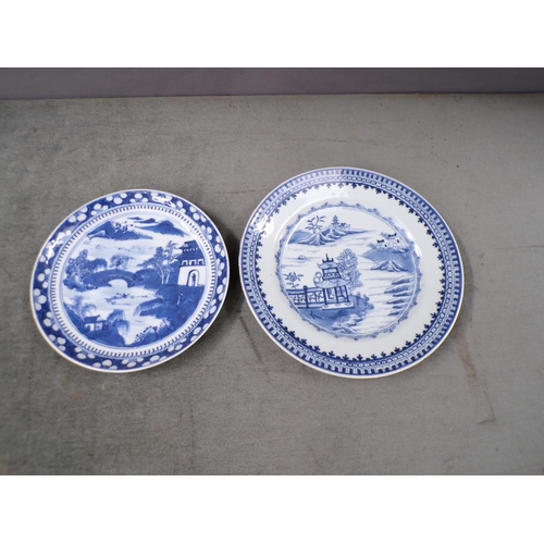 1867 - TWO ORIENTAL B&W PLATES - LARGEST 24CM DIAM