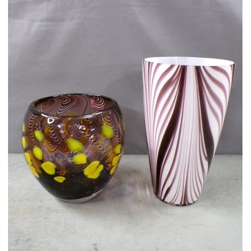 1880 - TWO ART GLASS VASES - LARGEST 27CM H