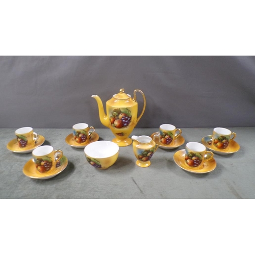 1914 - CONTINENTAL PORCELAIN FOOD DECORATED COFFEE SET - POT 21.5cms