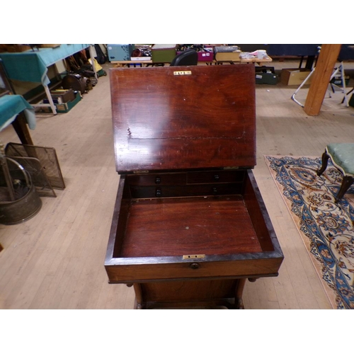 1939 - VICTORIAN ROSEWOOD DAVENPORT WITH LIFT UP SLOPE AND FITTED INTERIOR 53 x 83 cms