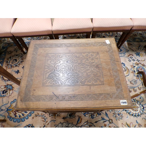 1948 - EDWARDIAN PERIOD WALNUT TEA TABLE WITH FOLDING SIDE FLAPS 59 x 71 cms