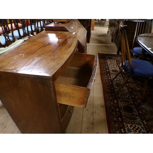 1960 - EARLY 19c MAHOGANY SLIGHT BOW FRONT CHEST OF TWO SHORT AND TWO LONG DRAWERS 88 x 88 cms