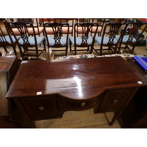 1963 - 19c MAHOGANY CROSS BANDED AND LINE INLAID SMALL SIDEBOARD 88 x 201cms