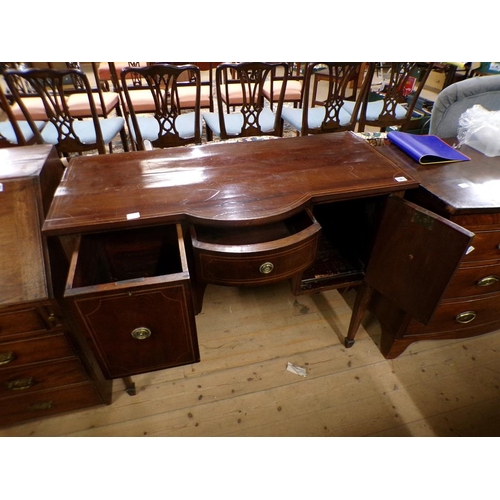 1963 - 19c MAHOGANY CROSS BANDED AND LINE INLAID SMALL SIDEBOARD 88 x 201cms