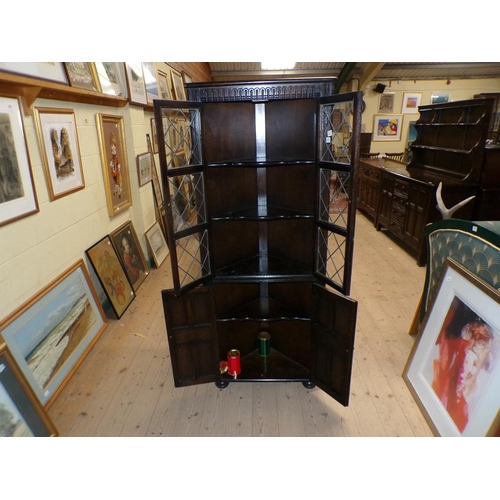 1973 - ERCOL GLAZED STANDING CORNER CUPBOARD 69 x 168cms