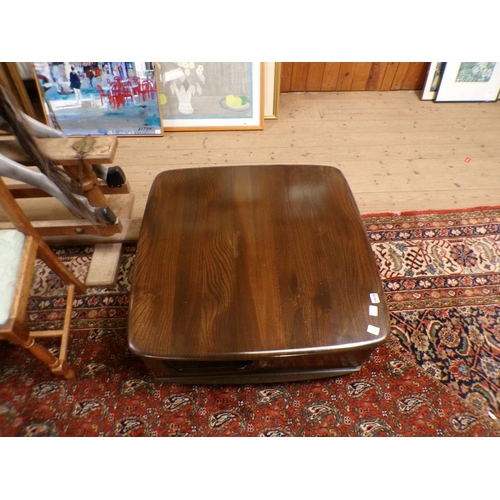 1978 - ERCOL LOW TABLE FITTED SIDE DRAWERS 80 x 40 cms