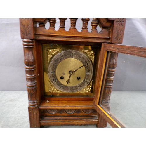 1378 - LATE 19C/EARLY 20C WALNUT CASED MANTEL CLOCK, 35CM H