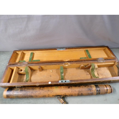 1413 - EARLY 20C MILITARY TELESCOPE, CLOSED 68CM L, IN BOX