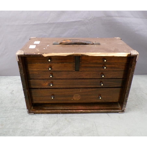 1328 - CABINET OF SEVEN DRAWERS, 43CM W,  CONTAINING VARIOUS SMALL ENGINEERING EQUIPMENT AND ACCESSORIES