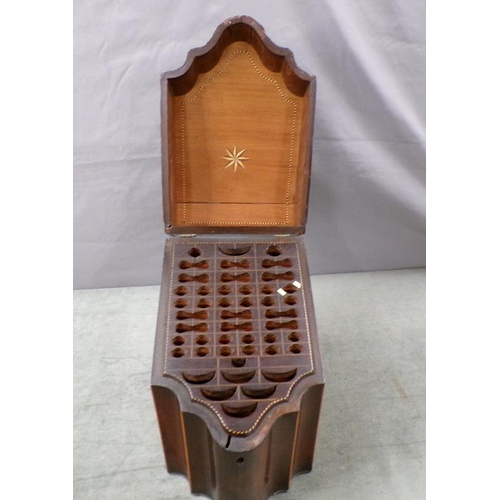 1340 - LATE GEORGIAN FIGURE MAHOGANY KNIFE BOX, 37CM H