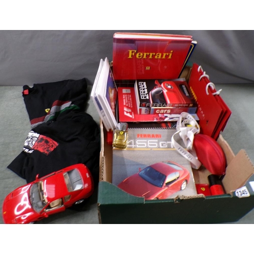 1345 - COLLECTION OF FERRARI BOOKLETS, MODEL VEHICLES AND OTHER ACCESSORIES