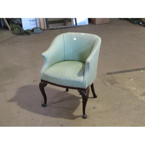 1958 - LATE GEORGIAN MAHOGANY FRAMED AND UPHOLSTERED ARMCHAIR 63 x 82 cms