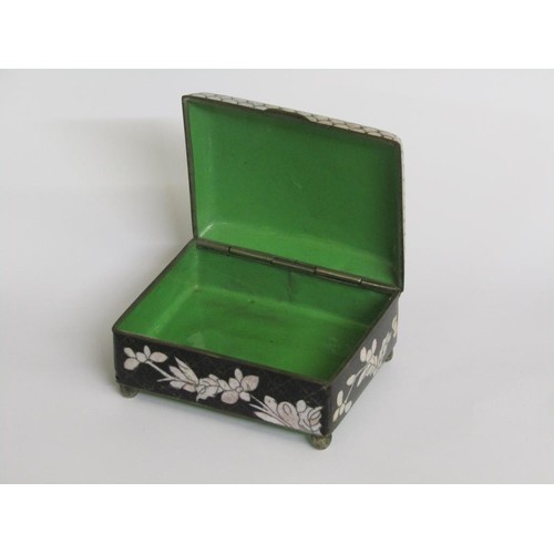 1485 - ORIENTAL CLOISONNE BOX AND COVER - 9cms