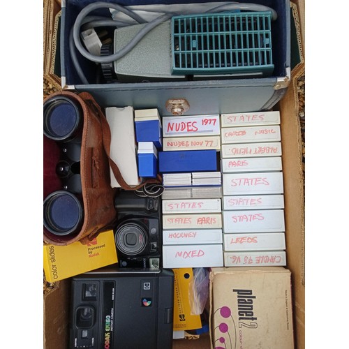 1344 - SLIDE PROJECTOR AND SLIDES TO INC. NUDES, BINOCULAR, CAMERA ETC