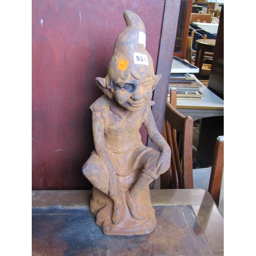 534 - CAST IRON PIXIE, 48cm h