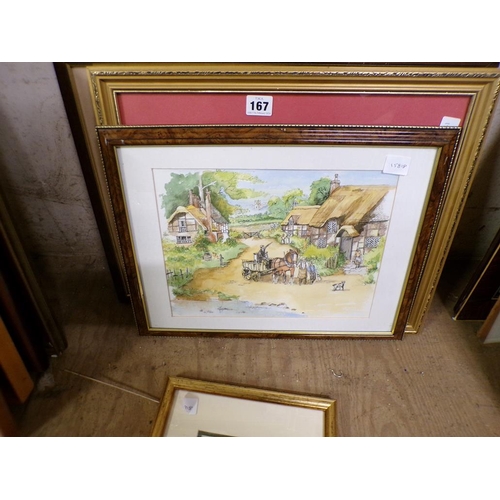 167 - QTY OF FRAMED OILS, PRINTS ETC