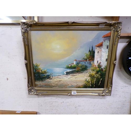 168 - FRAMED OIL ON BOARD - COASTAL SCENE