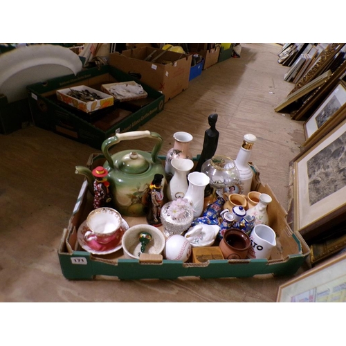 171 - BOX OF MIXED CHINA AND GLASS