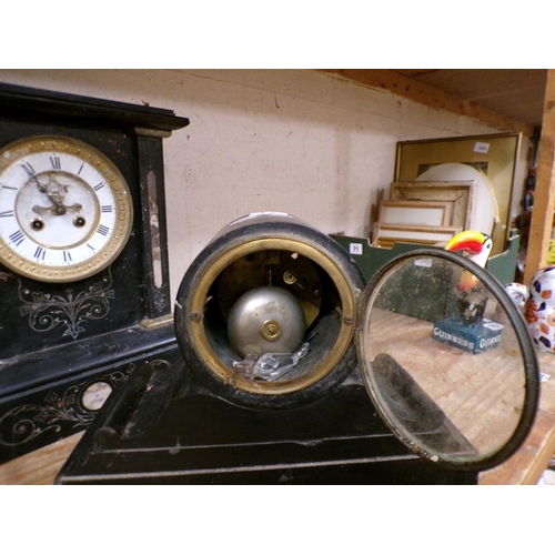 74 - FOUR BLACK SLATE MANTEL CLOCKS