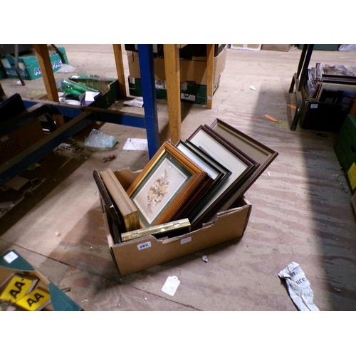 262 - BOX OF FRAMED PICTURES AND PRINTS