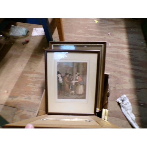 262 - BOX OF FRAMED PICTURES AND PRINTS