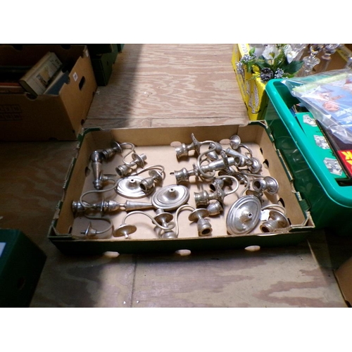 288 - BOX OF PLATED CANDELABRA PARTS