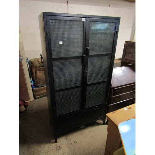 676 - METAL AND GLASS CUPBOARD