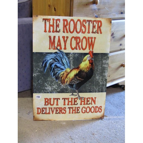 745 - REPRODUCTION SIGN - ROOSTER