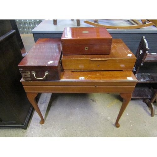 909 - TWO CUTLERY CASES AND TWO MAHOGANY BOXES